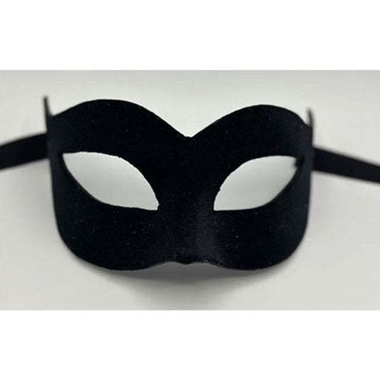 Masker bedekt met zwart fluweel. Zwart masker voor vrouwen. Vrouwen masker in zwart.