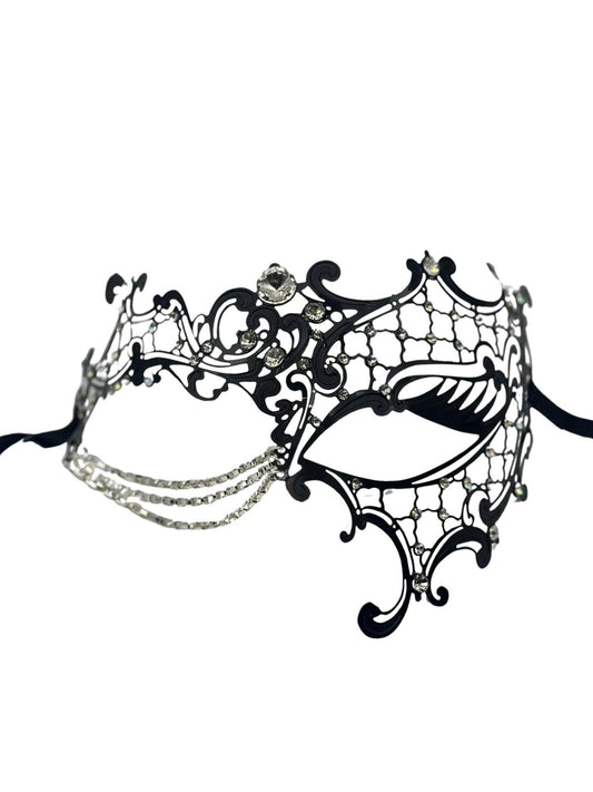 Masquerade mask for woman - with chain and beautiful 3D strassstones - Venetian mask woman - party mask - gala mask - sexy mask